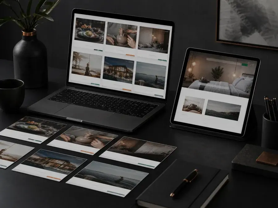 Udvalgte websiteprojekter på laptop og tablet