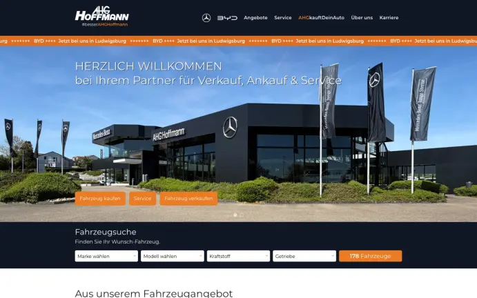 AHG Hoffmann Website für Fahrzeugverkauf, Ankauf und Service