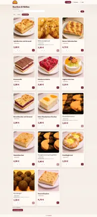 Backparadies Sprengel's custom click-and-collect service with baked goods and a shopping basket