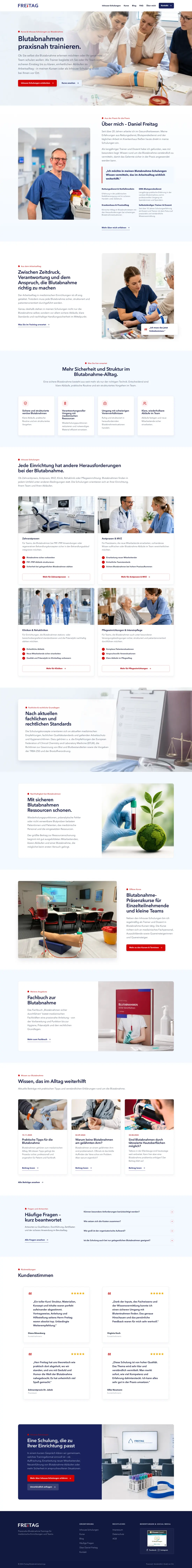 Blutabnahme lernen homepage with courses and on-site training