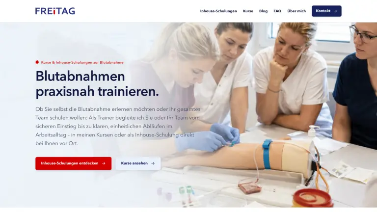Blutabnahme lernen: Startseite mit Kursen und Inhouse-Schulungen