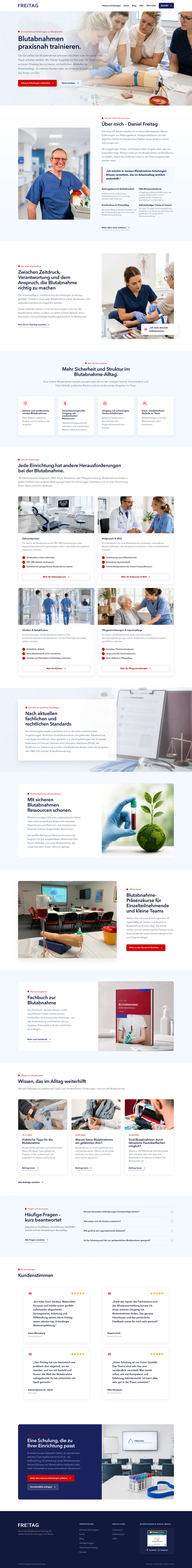 Blutabnahme lernen Startseite mit Kursen, Zielgruppen, Fachstandards und Trainerprofil