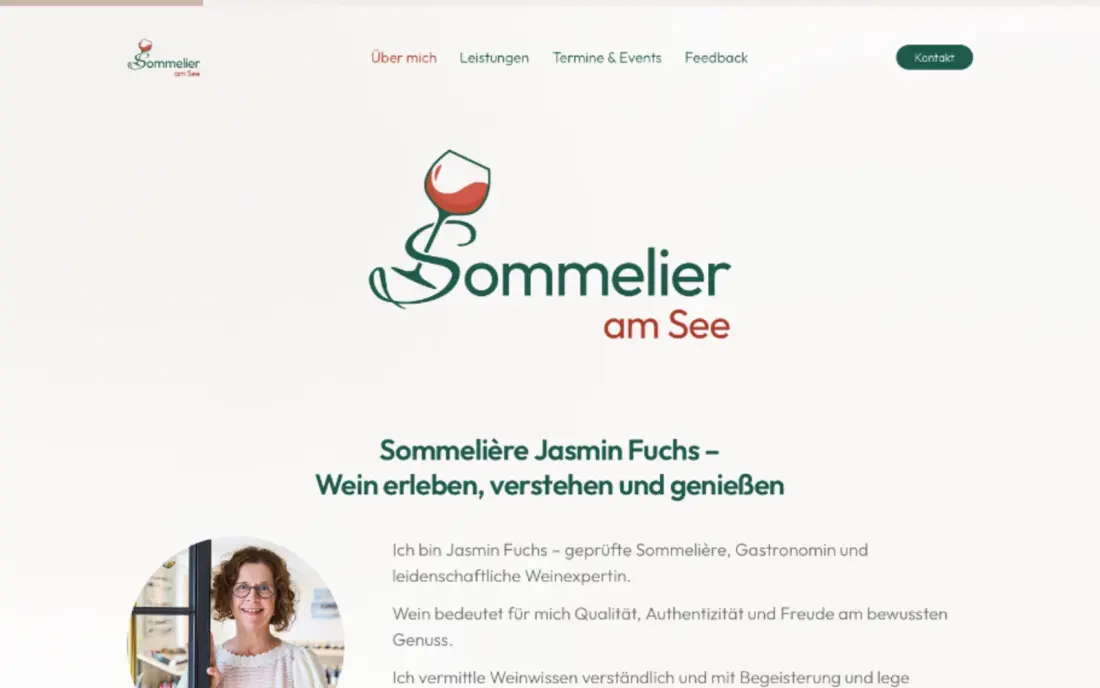 Sommelier am See website with course pages and wine tastings